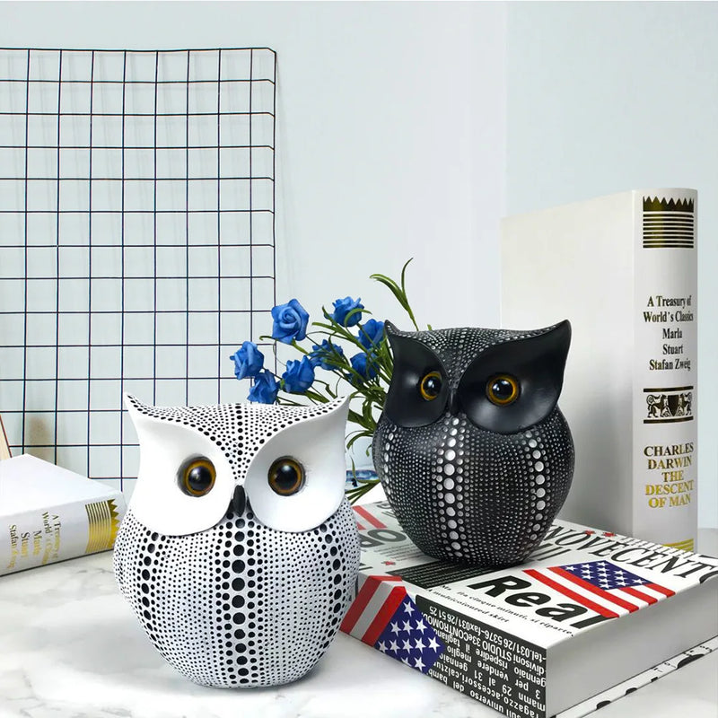 Afralia™ Owl Resin Figurine Ornament for Home Office Decor