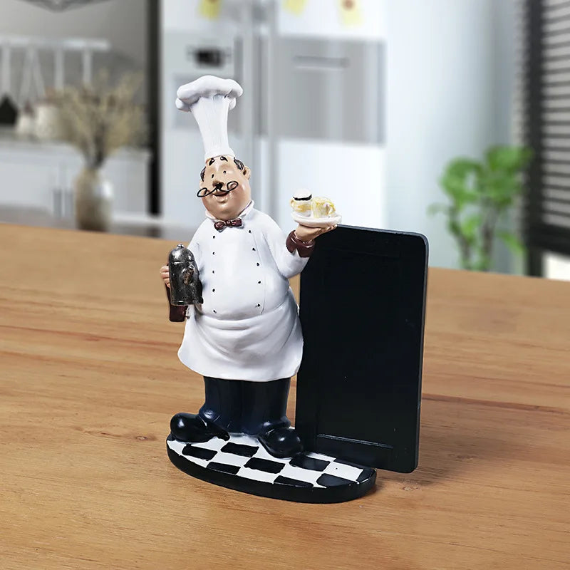 Afralia™ Chef Mustache Figurine for Kitchen Decor - 24cm Resin Message Board & Table Ornament