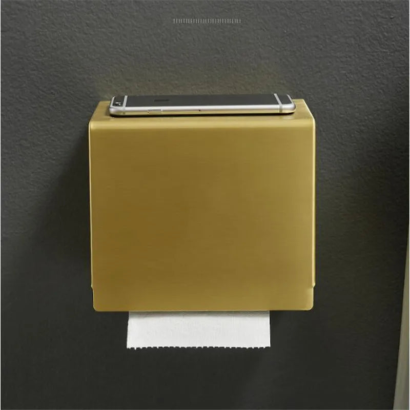 Afralia™ Brushed Gold Aluminum Toilet Paper Holder