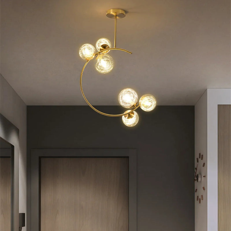 Afralia™ Gold Glass Ball Chandelier for Living Room Kitchen Bedroom - 220V 110V