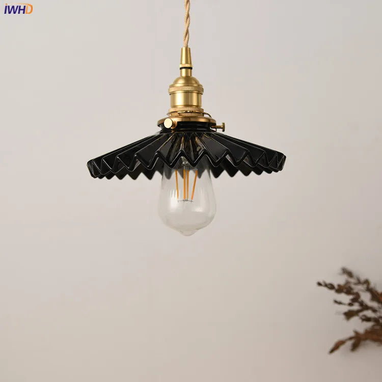 Afralia™ Japanese Ceramic Pendant Light Fixture Copper Vintage Nordic Lamp for Home Décor