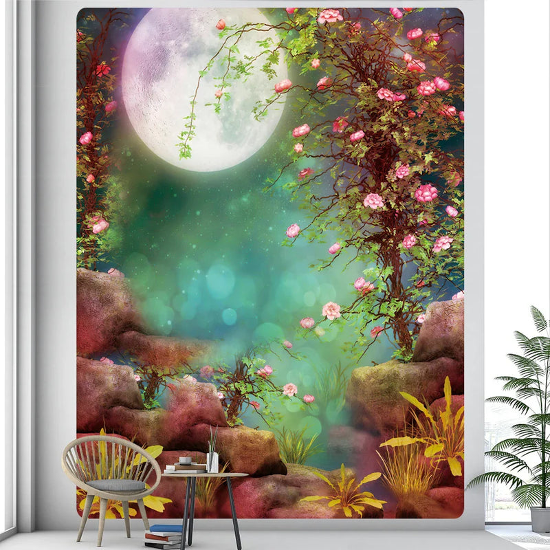 Afralia™ Psychedelic Moon Mushroom Butterfly Elf Tapestry Wall Hanging