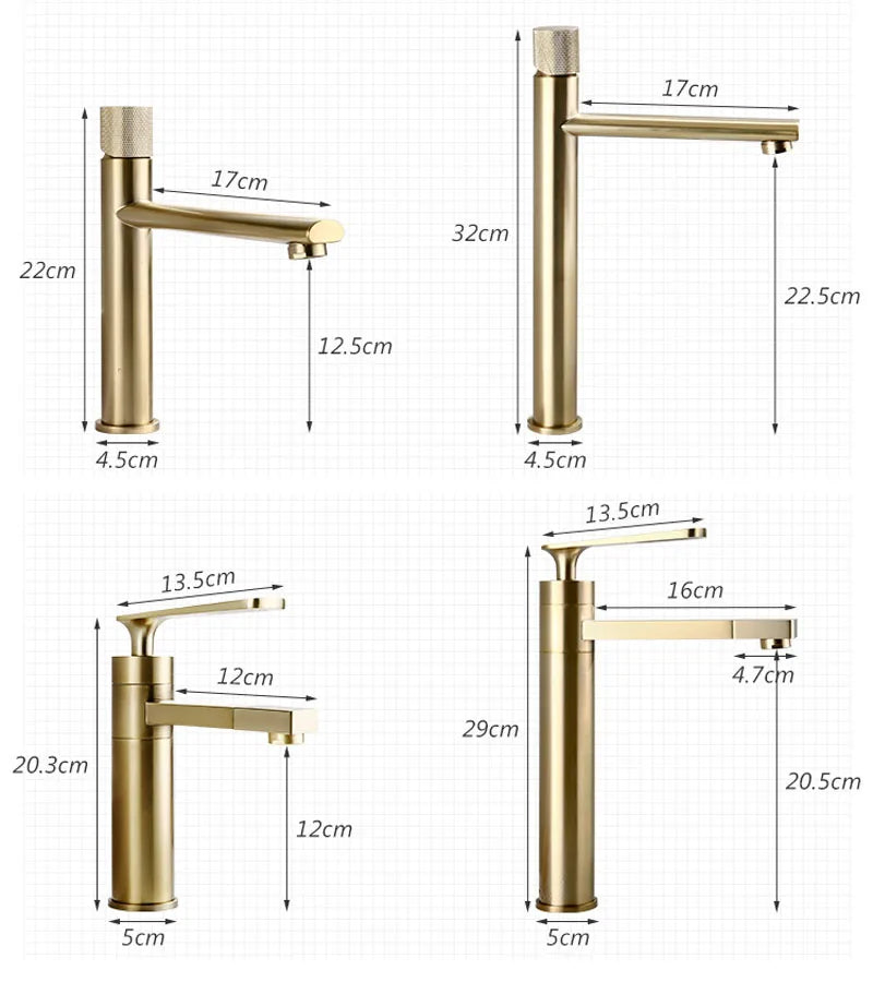 Afralia™ Gold Brass Bathroom Basin Faucet Single Handle Deck Mounted Brushed Gold Tap