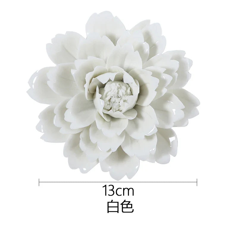 Afralia™ Ceramic Peony Wall Hanging Decoration - Handmade 3D Relief Craft