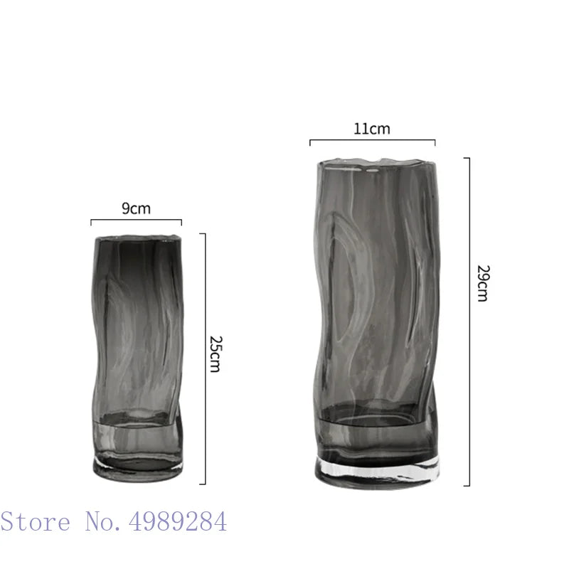 Afralia™ Fold Lines Glass Vase for Hydroponic Flower Arrangement and Home Decoration