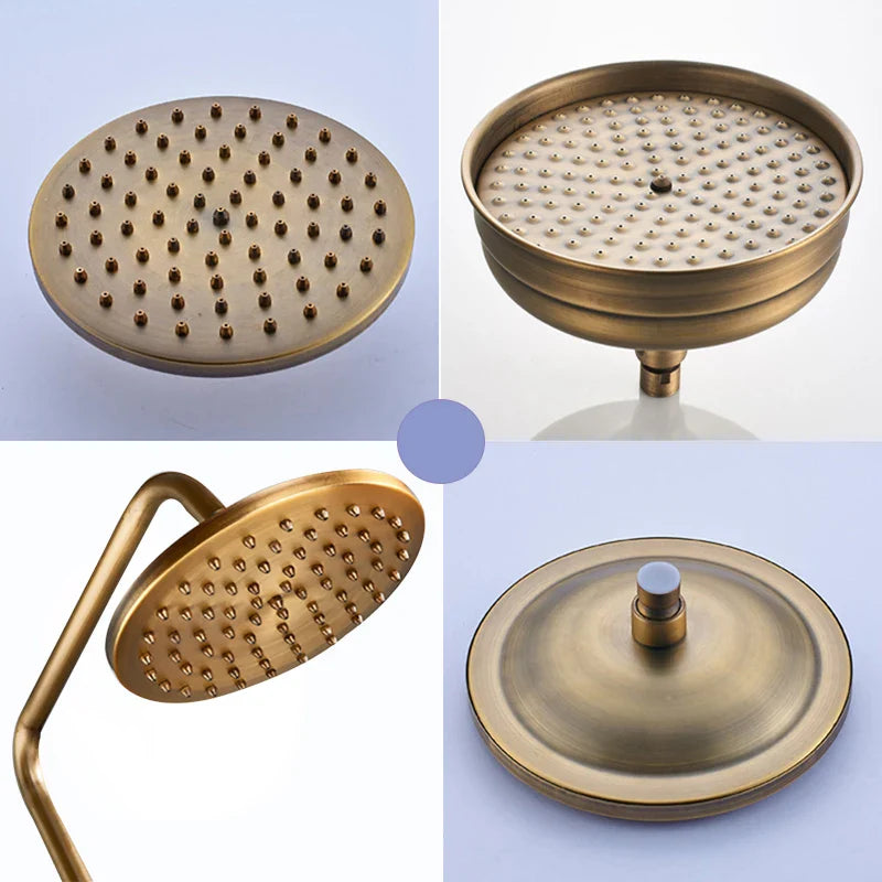 Afralia™ Antique Brass Shower Set with Handshower, Rainfall Tap Crane