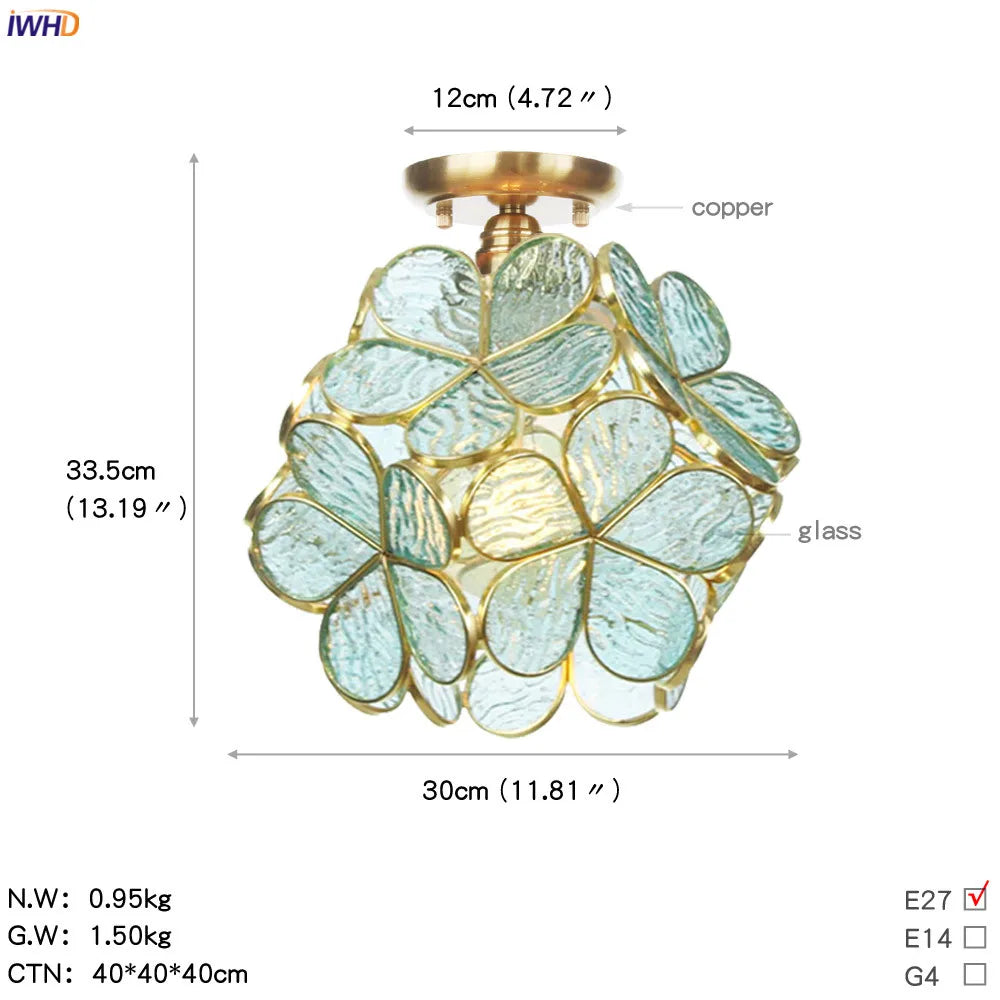 Afralia™ White Glass LED Ceiling Light Fixture Modern Copper Ceiling Lamp