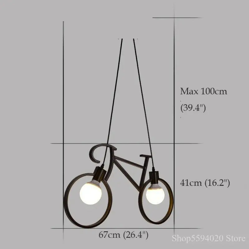 Afralia™ Iron Bike Chandelier Pendant Lamp for Restaurant, Bar & Home Lighting