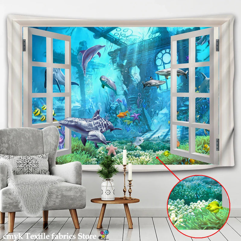 Afralia™ Shoal Of Fish Tapestry Wall Hanging: Underwater World Bohemian Hippie Home Decor