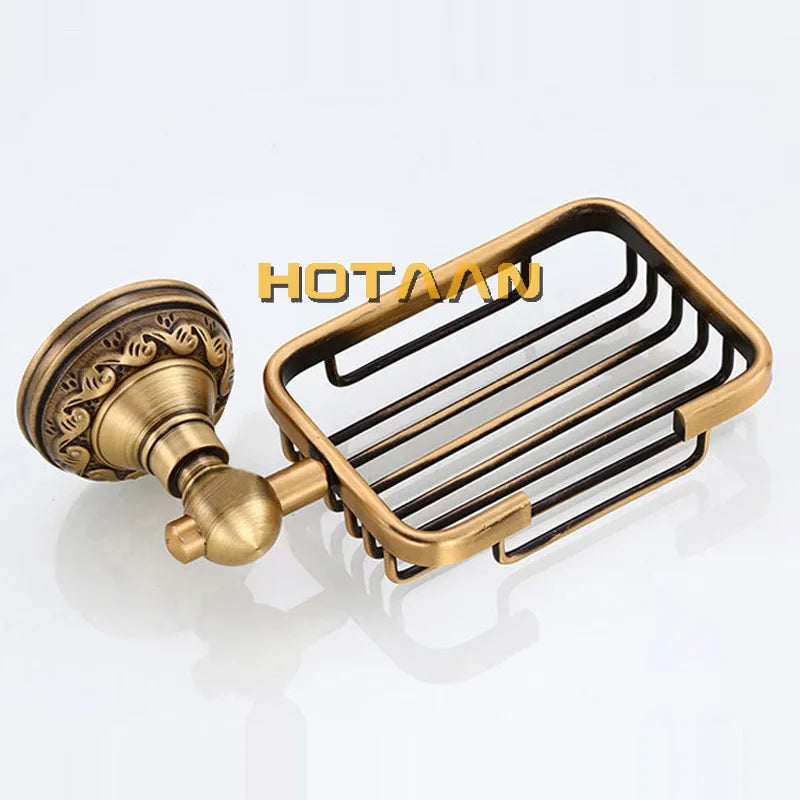 Afralia™ Brass Bathroom Accessories Set: Robe Hook, Paper Holder, Towel Bar, Soap Basket