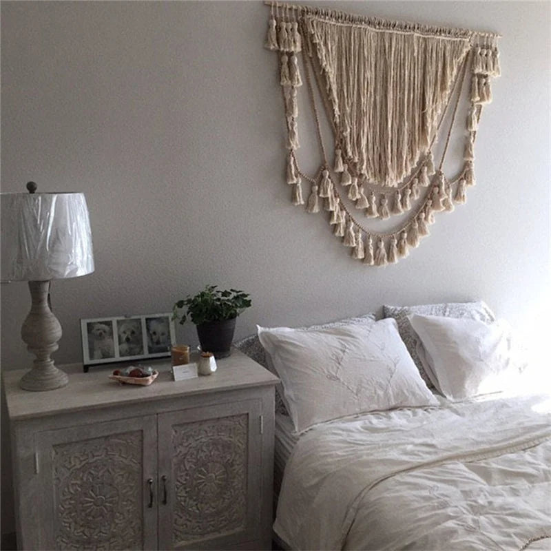 Afralia™ Macrame Wall Hanging Tapestry Hand-woven Tassel Geometric Boho Decor