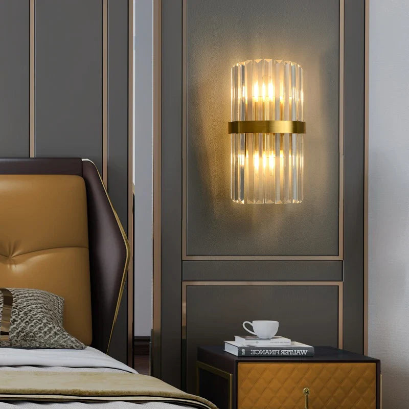 Afralia™ Chrome Gold Crystal LED Wall Sconce - Designer Wall Light for Bedroom & Corridor
