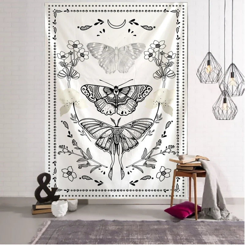 Psychedelic Butterfly Tarot Tapestry for Bohemian Witchcraft Decor by Afralia™