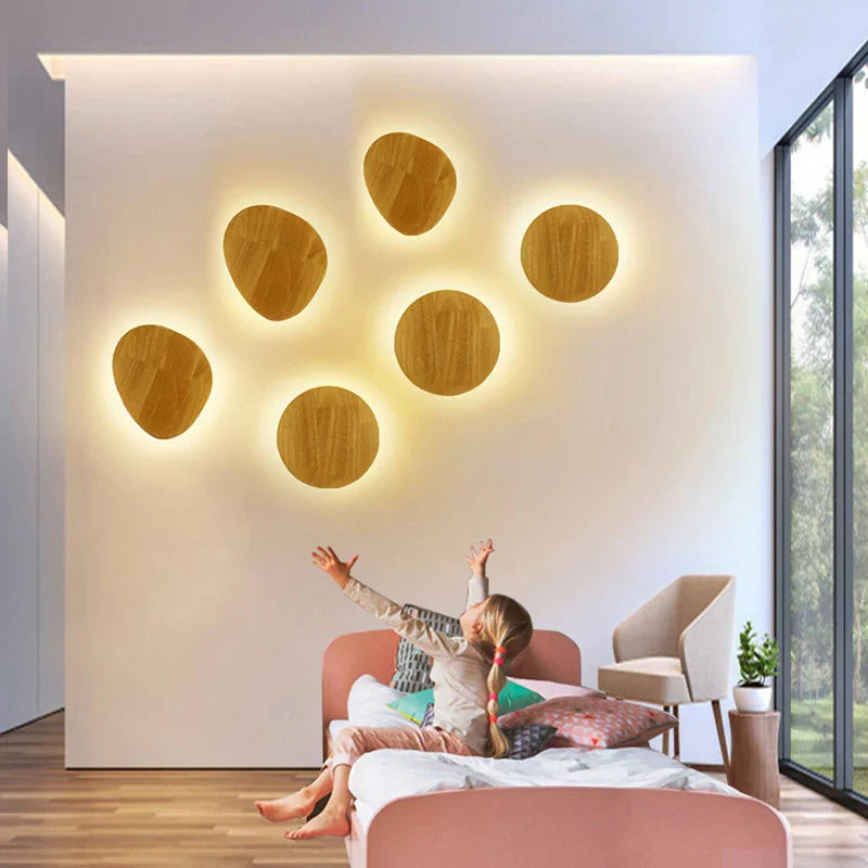 Afralia™ Eclipse Wooden Wall Lamp: Modern Nordic Round LED Design for Bedroom and Aisle