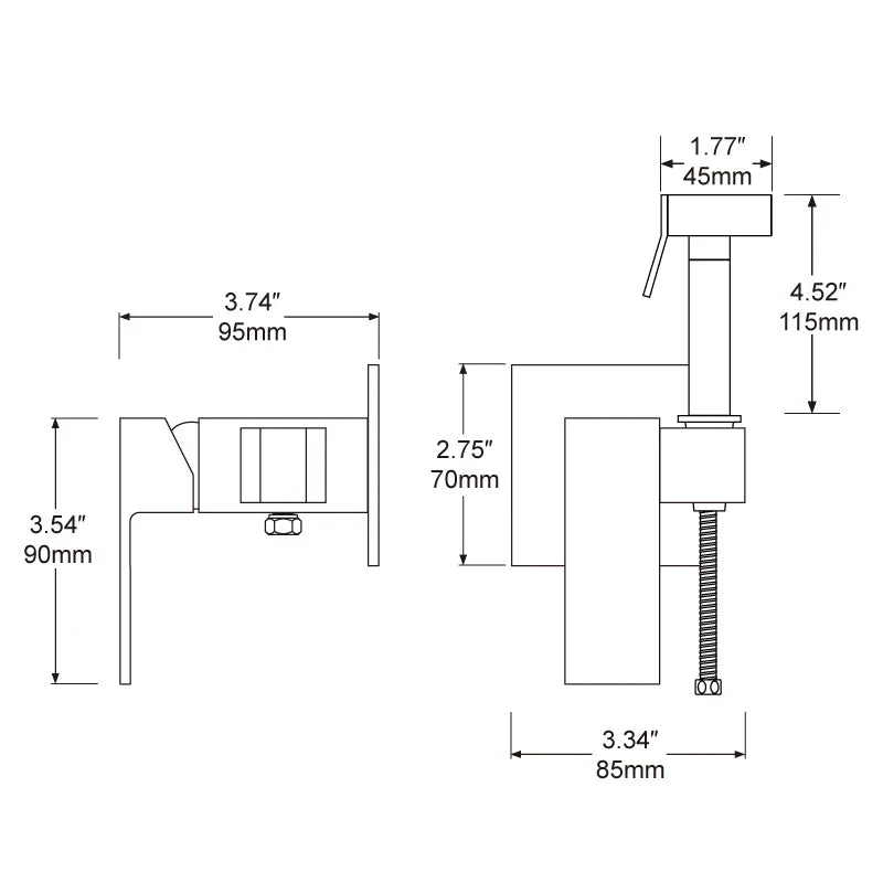 Afralia™ Brass Bidet Faucet Mixer with Square Shower Spray