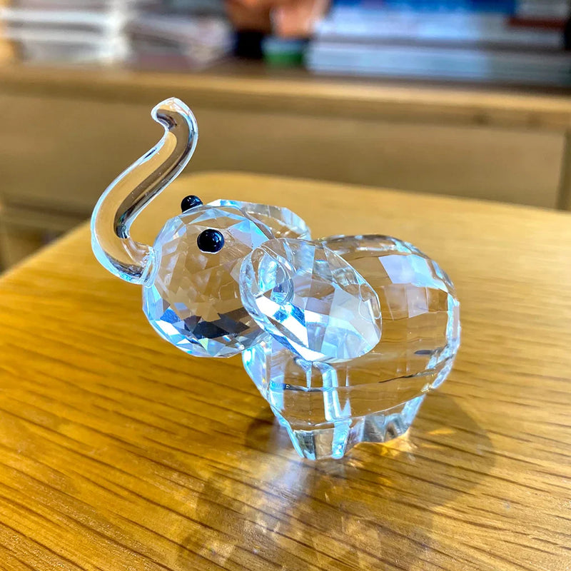 Afralia™ Clear Glass Elephant Figurine Cute Animal Ornament Collectible Home Decor