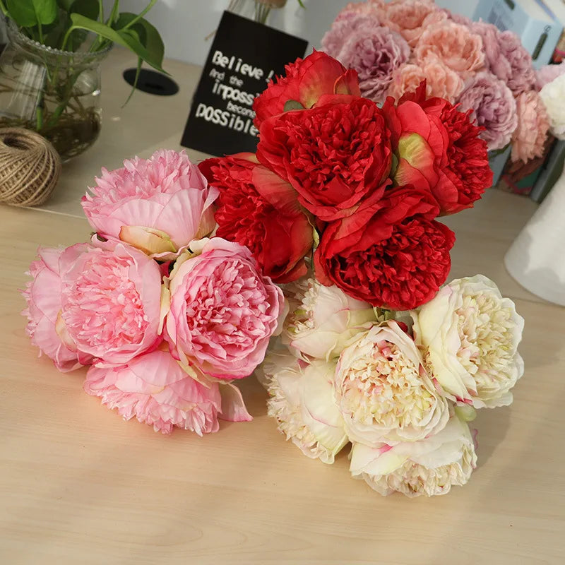 Afralia™ Silk Camellia Peony Mini Bouquet Hydrangea Home Party Decoration