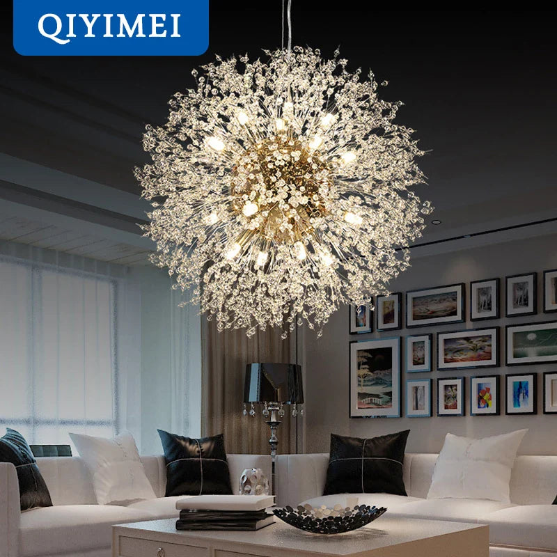 Afralia™ Gold/Silver LED Crystal Chandelier for Home Living Dining Study Hall Bedroom