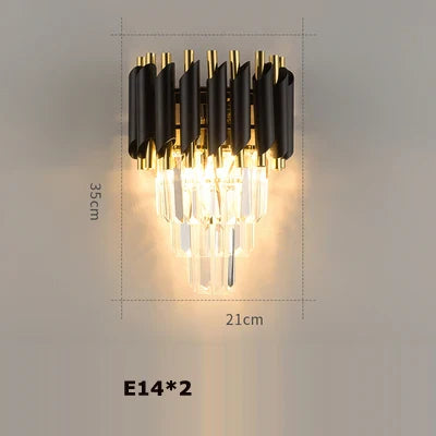 Afralia™ Crystal Black Clear LED Chandelier Lighting for Staircase Foyer