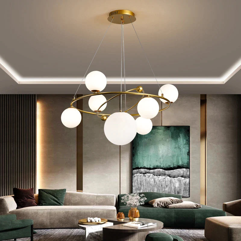 Afralia™ Gold LED Chandelier Rings for Living Kitchen Bedroom Dining Room