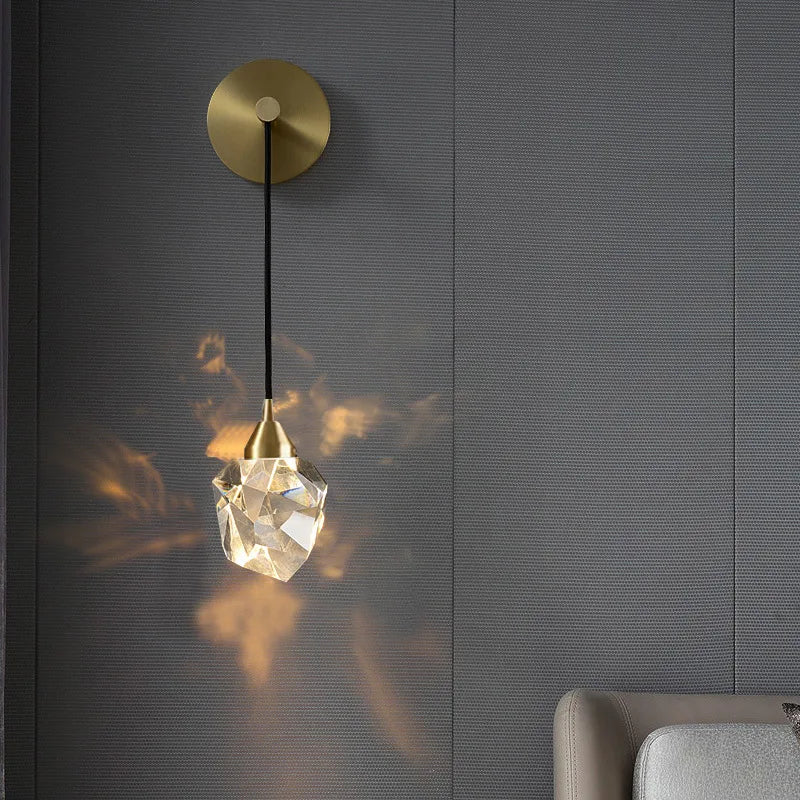 Afralia™ Crystal Wall Lamp: Modern Golden Light Fixture for Living Room and Bedroom