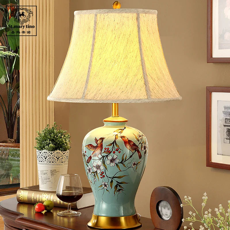 Afralia™ Ceramic Vase Table Lamp: Elegant Bedroom & Living Room Night Light