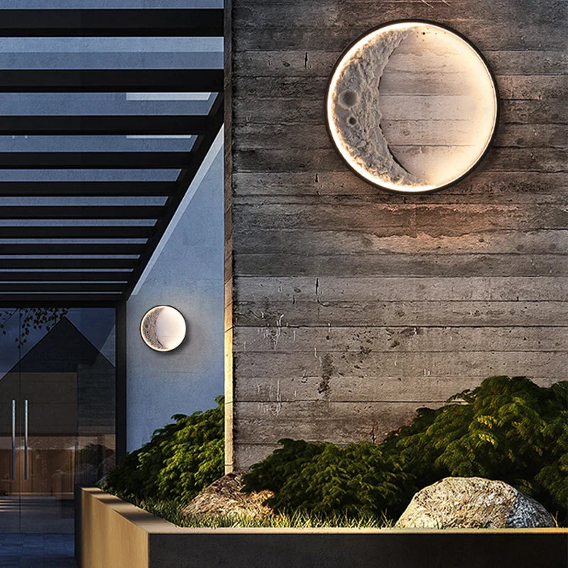 Afralia™ Moon Wall Lamp: Modern LED Outdoor Waterproof Sconce for Garden, Villa, and Porch