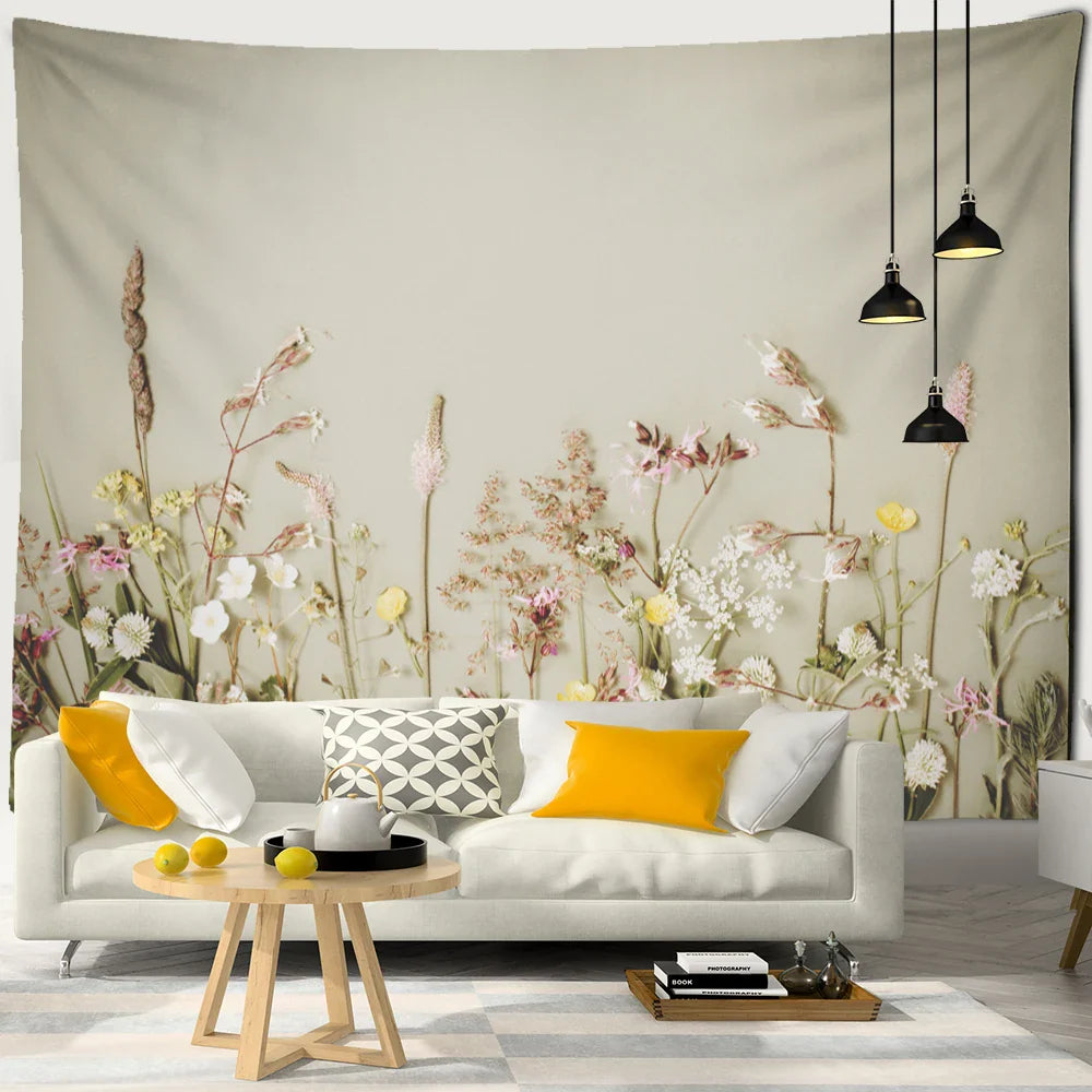 Afralia™ Boho Green Leaf Tapestry Wall Hanging - Natural Plant Landscape Home Decor