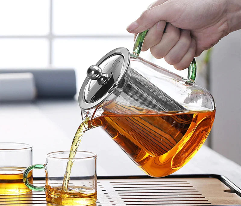 Afralia™ Glass Teapot 550ml: Heat-resistant, Direct Fire Heating, Strainer Filter, Coffee Pot