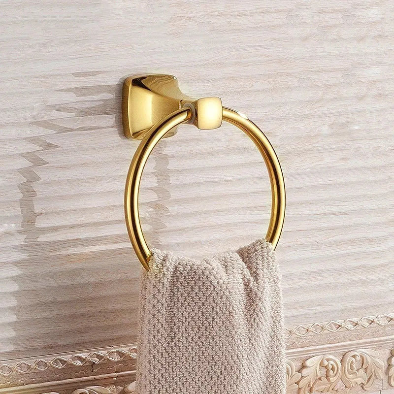 Afralia™ Gold Bathroom Hardware Set for Towels, Paper, Brushes, and More