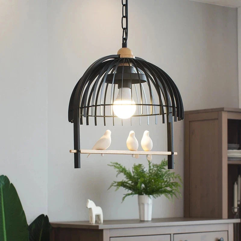 Nordic Resin Iron Bird Cage Chandelier by Afralia™ for Indoor Dining Room Decor