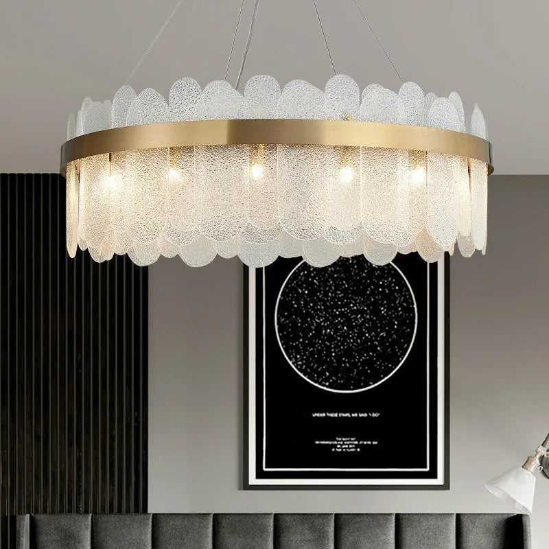 Afralia™ Luxury Gold Metal LED Chandeliers with Adjustable Brightness and Grey/White Glass