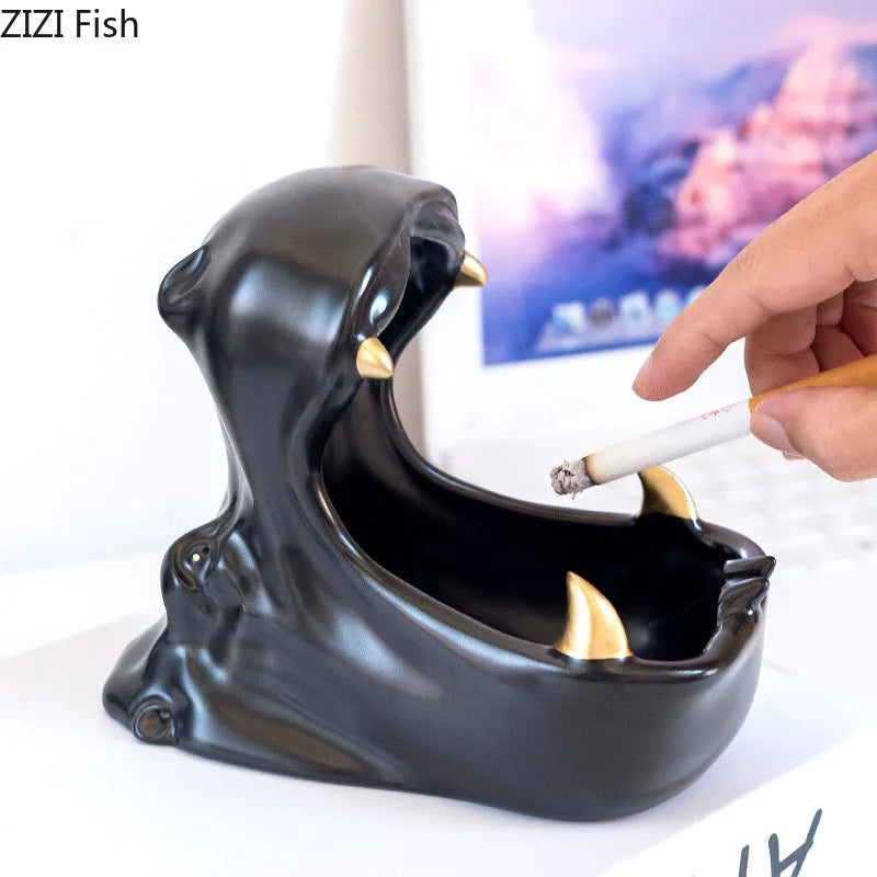 Afralia™ Hippo Head Ceramic Ashtray – Modern Decor Gift