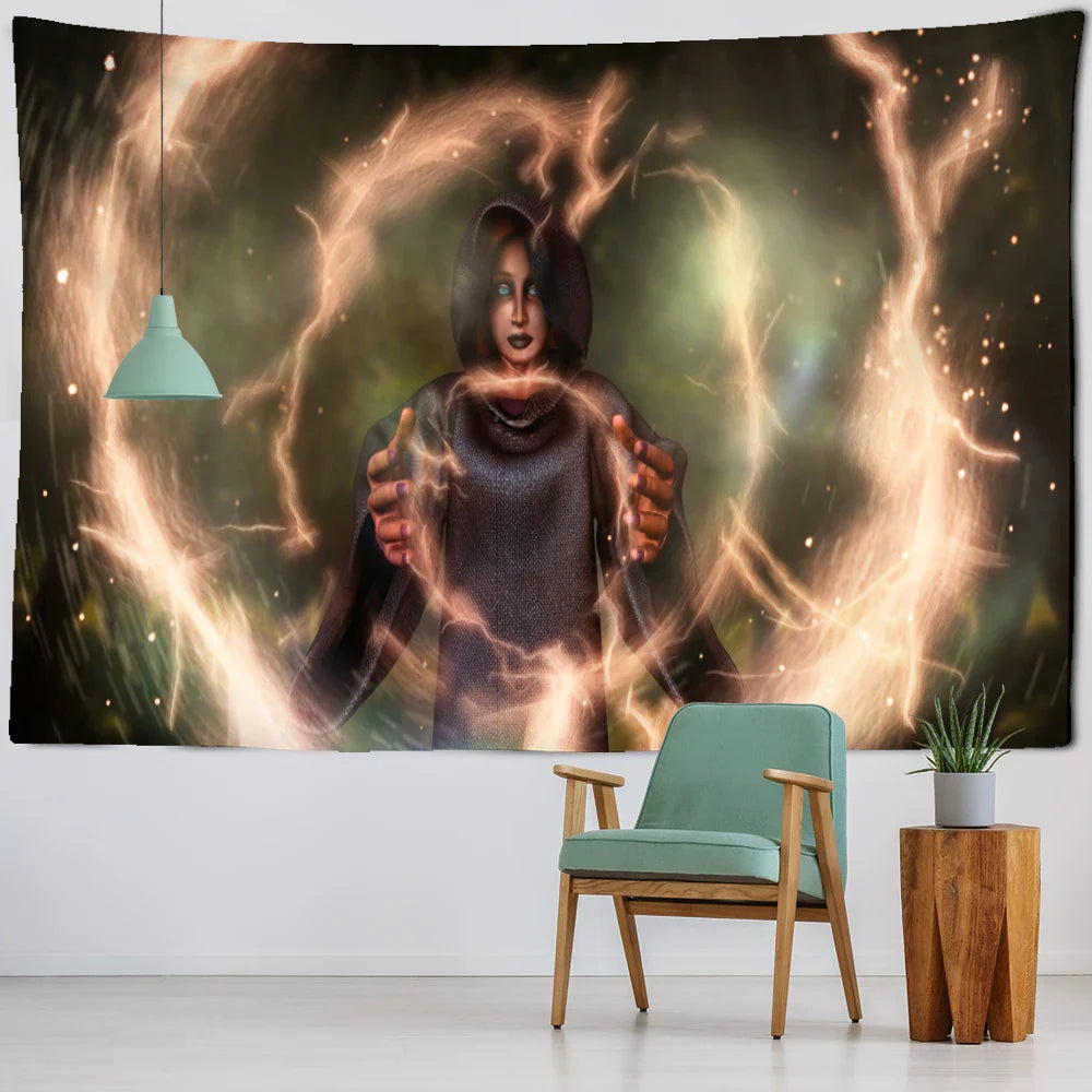 Afralia™ Witchcraft Mysterious Mandala Tapestry Wall Hanging for Psychedelic Home Decor