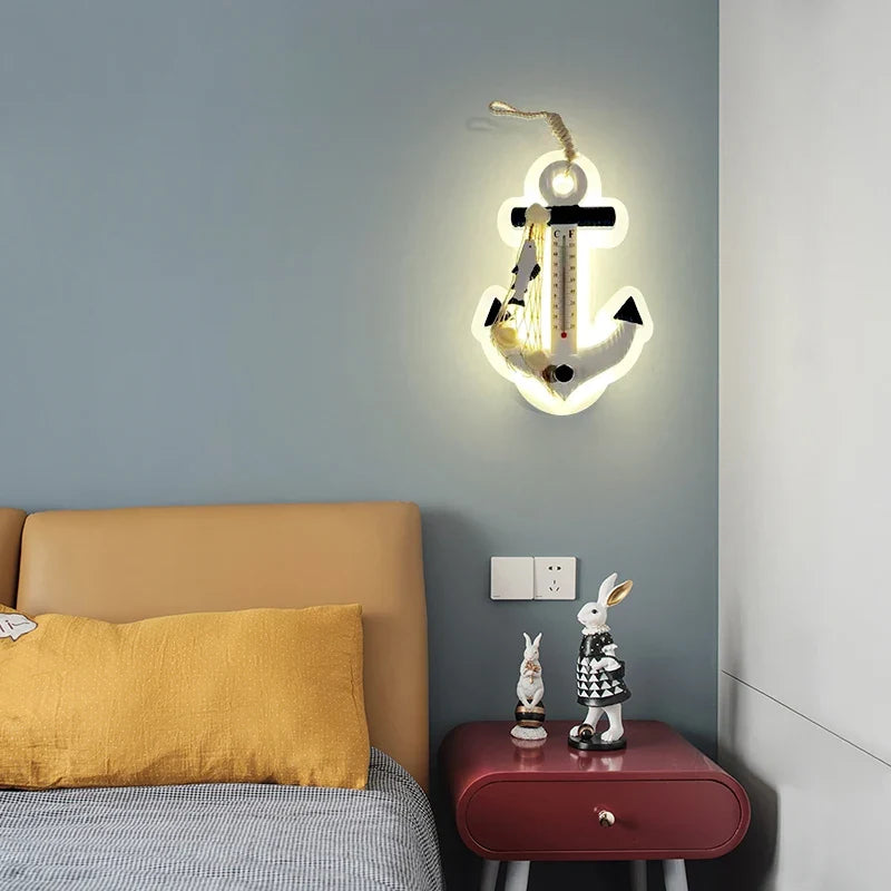 Afralia™ Kids LED Ship Rudder Wall Light - Mediterranean Decor Ocean Theme