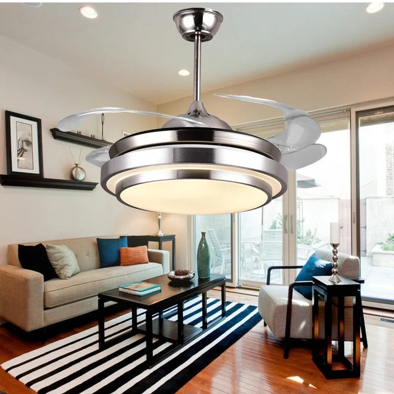Afralia™ Modern Remote Ceiling Fan with LED Lights and Control - Gold/Silver Options