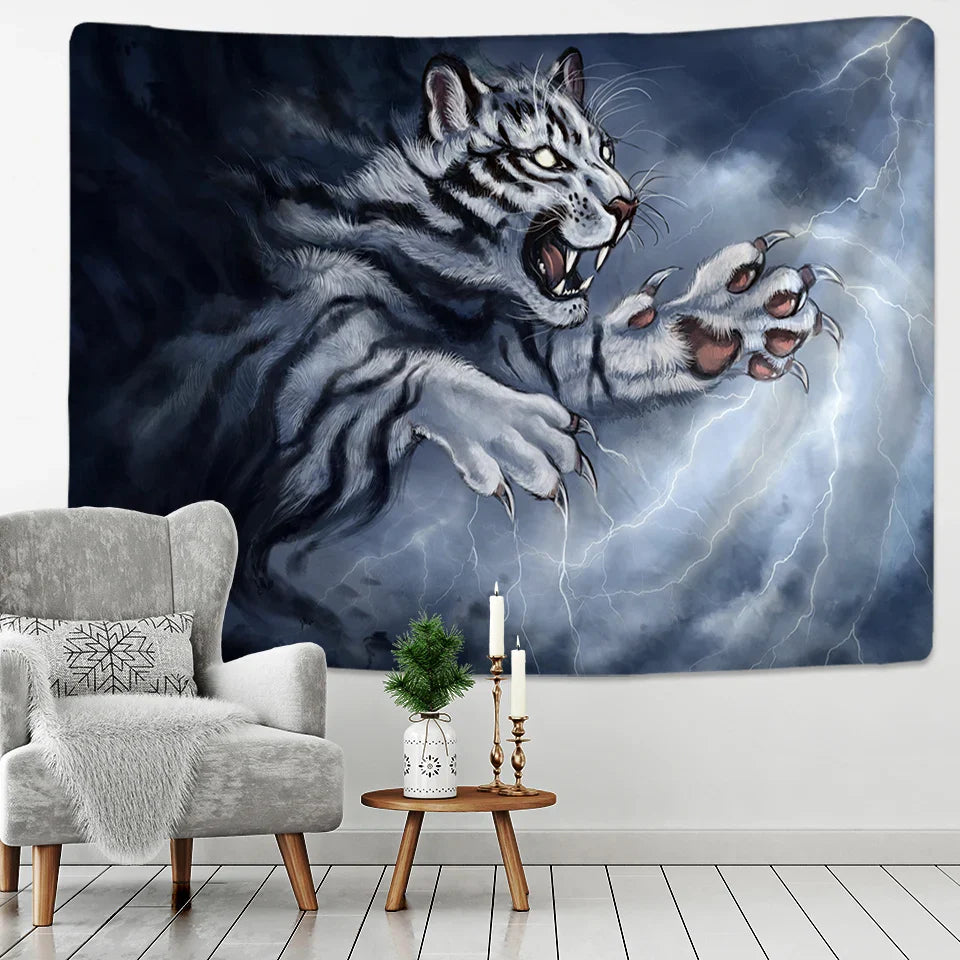 Afralia™ Tiger Pattern Luxury Wall Tapestry for Modern Home Decor