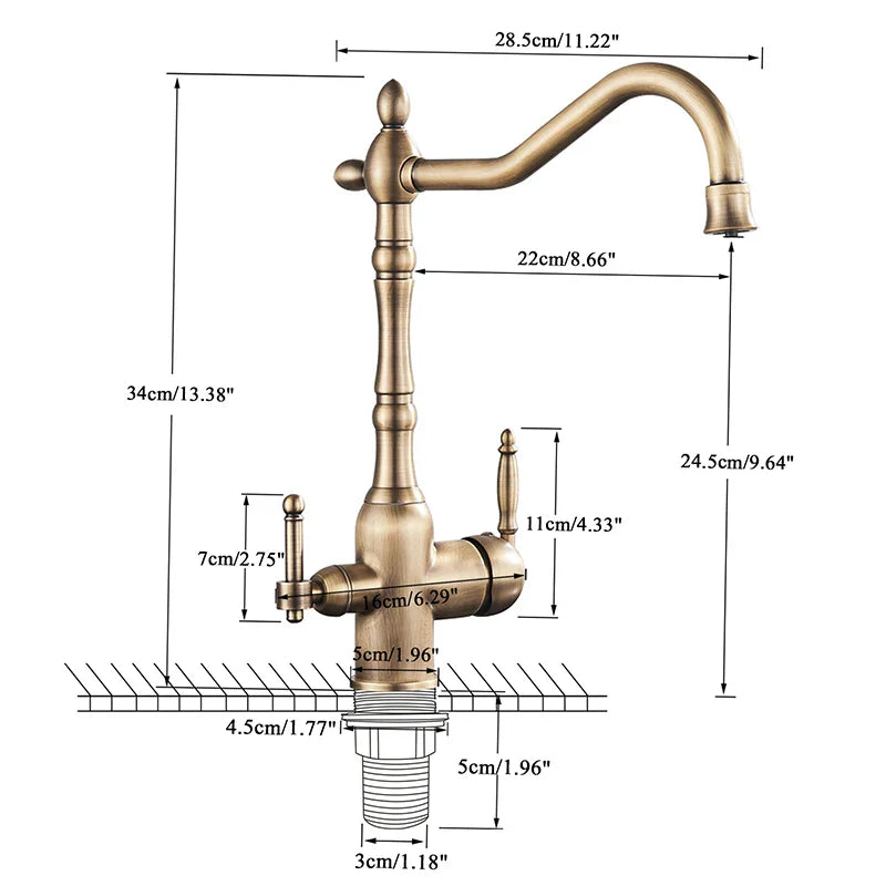 Afralia™ Dual Spout Filter Faucet with 360° Rotation for Kitchen Water Purification