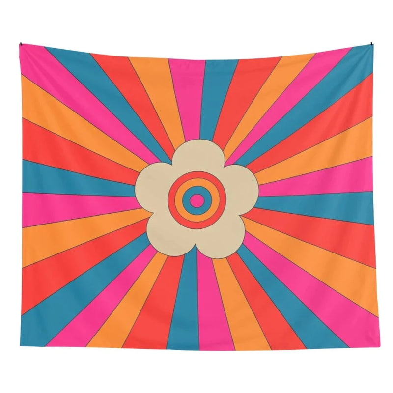 Afralia™ Pink Psychedelic Tapestry Wall Hanging for 80s Aesthetic Bedroom Decor