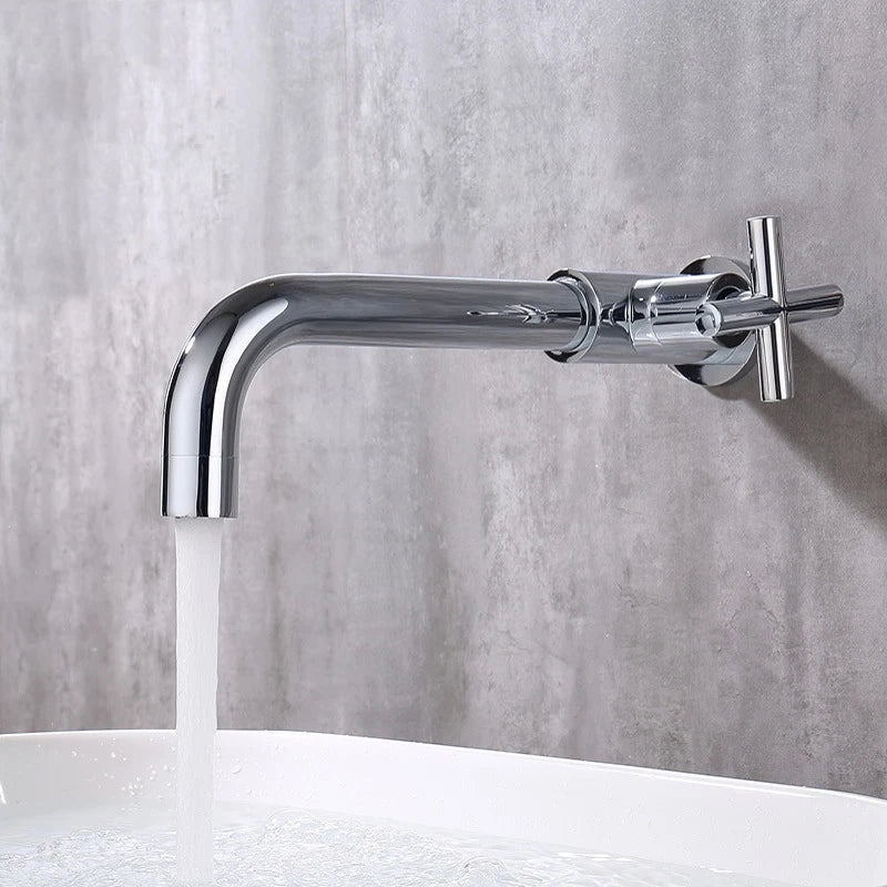 Afralia™ Matt Black Brass Wall Mount Faucet, Single Cold Water Mixer, Brushed Gold Tap