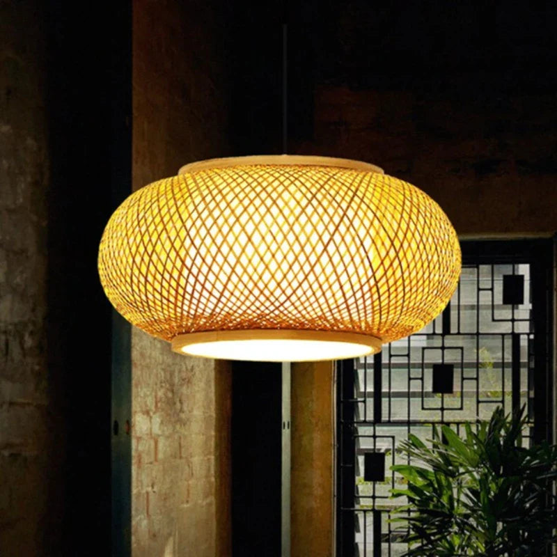 Afralia™ Japanese Bamboo Pendant Light for Kitchen and Hotel Decor