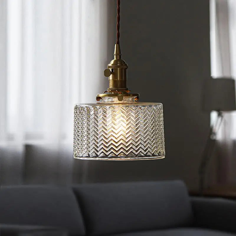 Afralia™ Nordic Green Glass LED Pendant Lights - Vintage Copper Hanging Lamp for Bedroom & Living Room