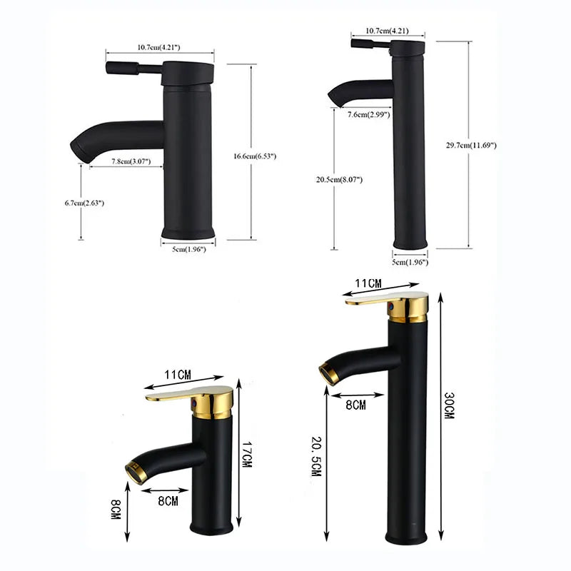 Afralia™ Black Golden Single Handle Bathroom Basin Faucet for Deck Mount Vessel Sink