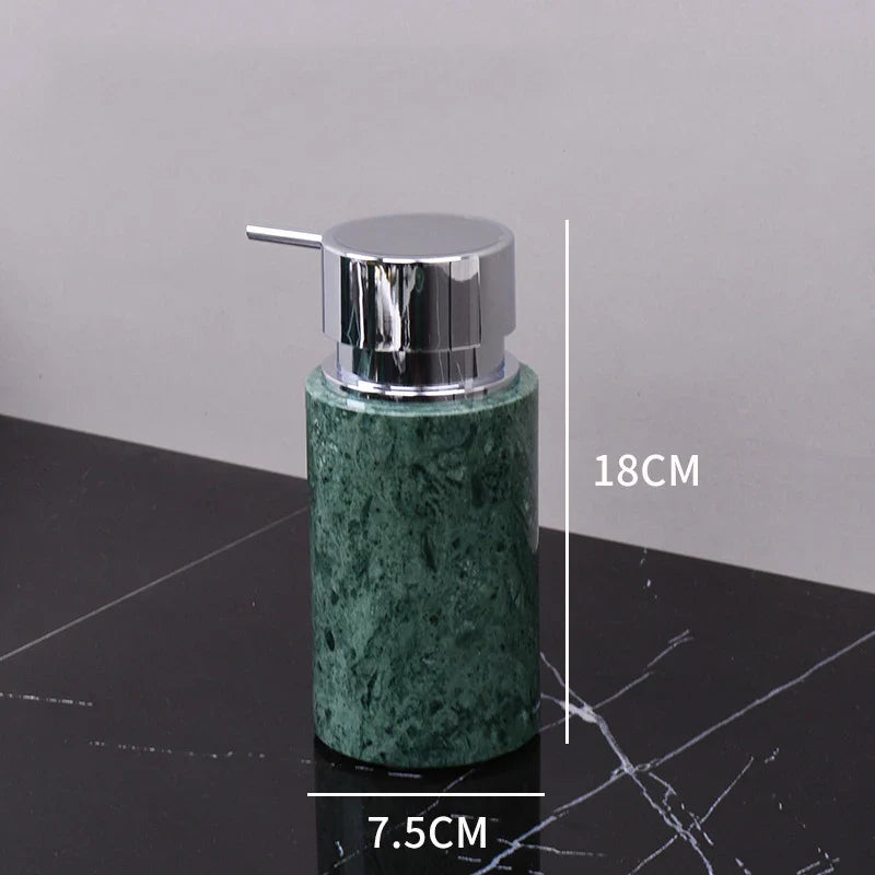 Afralia™ Dark Green Marble Bathroom Set - Nordic Light Luxury Tray Toothbrush Holder Soap Dispenser Kit