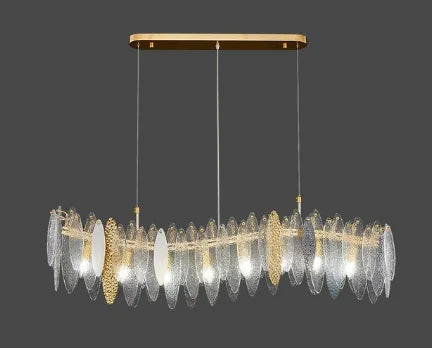 Afralia™ LED Glass Metal Leaf Chandelier: Luxury Postmodern Lighting for Home Decor, Bedroom, Living Room
