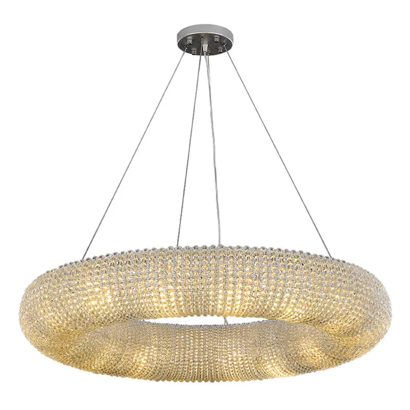 Afralia™ Chrome LED Crystal Donut Chandeliers | Modern Luxury Indoor Light Fixtures
