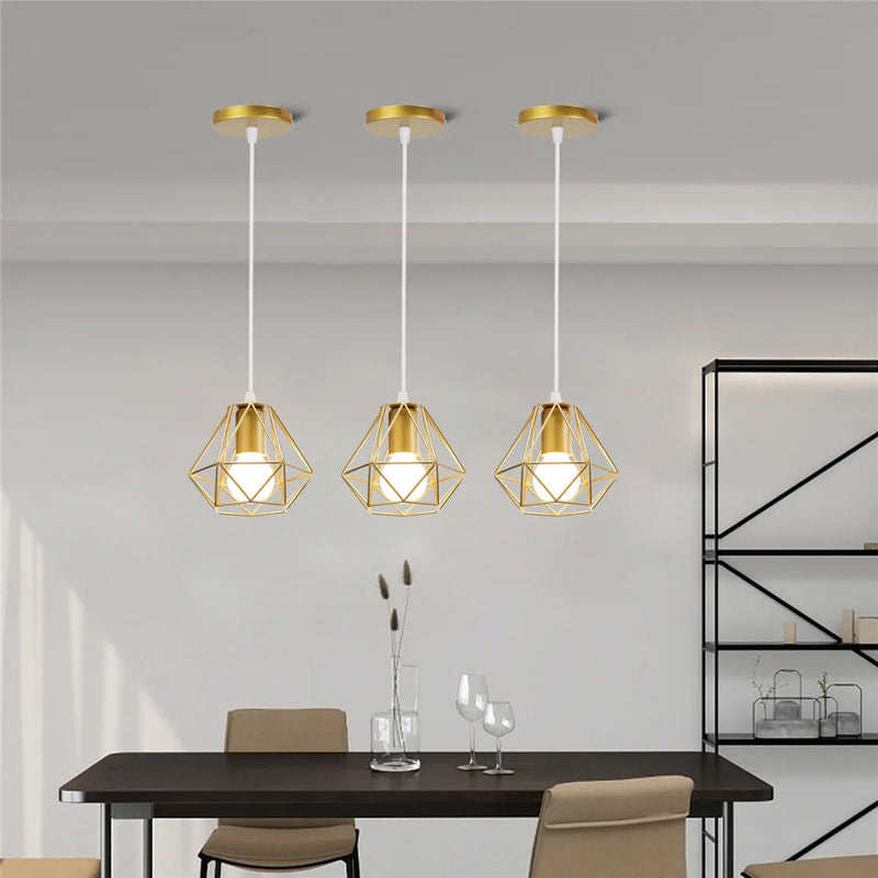 Afralia™ Retro Iron Cage Pendant Chandelier for Corridor Aisle, Restaurant Kitchen Lighting