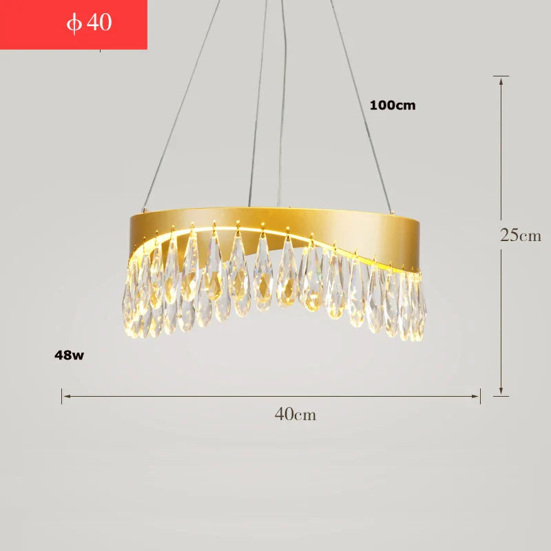 Afralia™ Crystal Stainless Steel LED Chandelier for Foyer