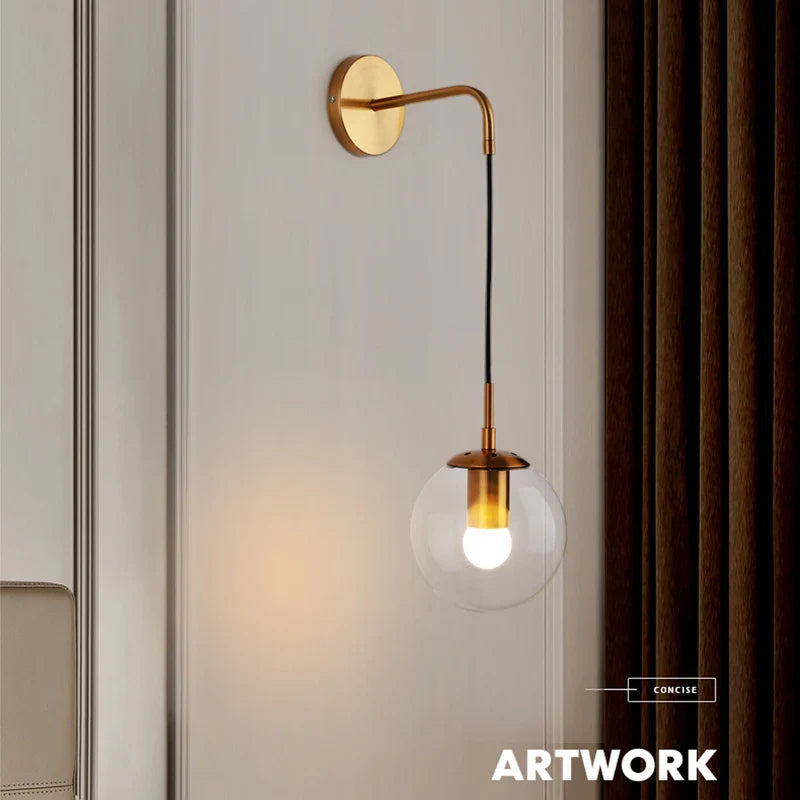 Afralia™ Loft Glass Ball Wall Lamps Retro Antique Indoor Lighting