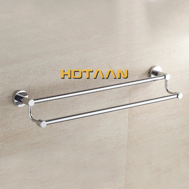 Afralia™ Double Towel Bar 60cm - Chrome Finish Stainless Steel Bathroom Accessory